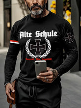 Herren Alte Schule Langarm Rundhals T-Shirt